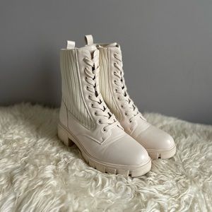 White/cream combat boots